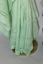 Pastel Green Chikankari Embroidered Saree - Image 2