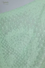 Pastel Green Chikankari Embroidered Saree - Image 4