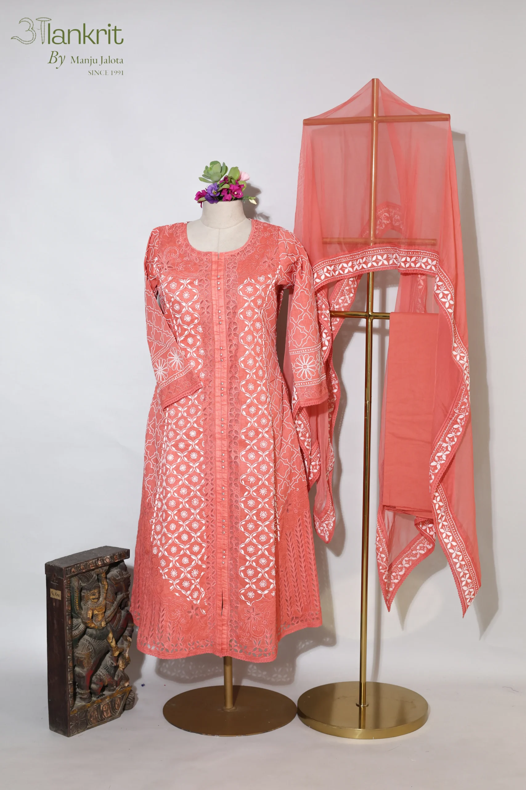 118A6493 Pink Champagne Anarkali Set - Image 1