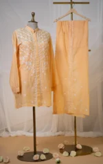 Soft Pale Yellow Tissue Co-ord Set with Ghaspatti & Beadwork