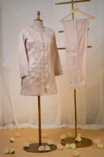 Elegant Cream Tissue Co-ord Set with Ghaspatti & Mukaish