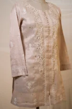 Elegant Cream Tissue Co-ord Set with Ghaspatti & Mukaish - Image 3