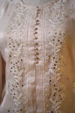 Elegant Cream Tissue Co-ord Set with Ghaspatti & Mukaish - Image 4