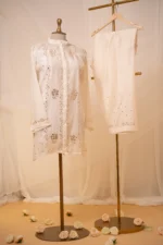Timeless White Mul Chanderi Co-ord Set with Mukaish Work