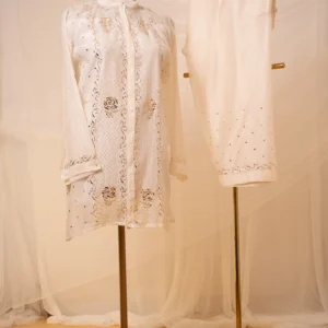Timeless White Mul Chanderi Co-ord Set with Mukaish Work