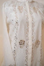 Timeless White Mul Chanderi Co-ord Set with Mukaish Work - Image 6