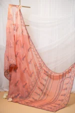 Organza Saree with Lilac & Peach Bhakaya & Beadwork