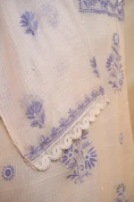 Greyish Blue Kota Chikankari Suit Set with Zardozi & Beadwork - Image 4