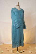 Dark Blue Kota Chikankari Suit Set with Mukaish & Silk Threadwork