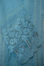 Dark Blue Kota Chikankari Suit Set with Mukaish & Silk Threadwork - Image 3