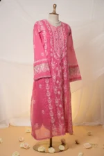 Light Magenta Mul Chanderi Chikankari Suit Set with Jaali & Daraz Work - Image 2