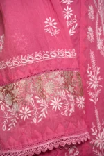 Light Magenta Mul Chanderi Chikankari Suit Set with Jaali & Daraz Work - Image 3