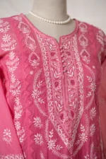 Light Magenta Mul Chanderi Chikankari Suit Set with Jaali & Daraz Work - Image 4