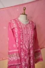 Light Magenta Mul Chanderi Chikankari Suit Set with Jaali & Daraz Work - Image 5