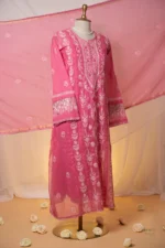 Light Magenta Mul Chanderi Chikankari Suit Set with Jaali & Daraz Work