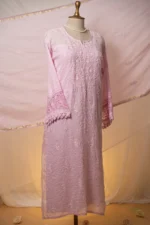 Lilac Mul Chanderi Chikankari Suit Set with Cutdana, Beadwork & Mukaish - Image 4