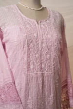 Lilac Mul Chanderi Chikankari Suit Set with Cutdana, Beadwork & Mukaish - Image 5