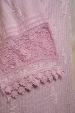 Lilac Mul Chanderi Chikankari Suit Set with Cutdana, Beadwork & Mukaish - Image 6