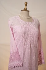 Lilac Mul Chanderi Chikankari Suit Set with Cutdana, Beadwork & Mukaish - Image 7