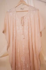Sunehri Mul Chanderi Kaftan Set with Ghaspatti & Beadwork Chikankari - Image 2