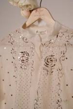 Timeless White Mul Chanderi Co-ord Set with Mukaish Work - Image 7
