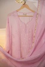 Lilac Mul Chanderi Chikankari Suit Set with Cutdana, Beadwork & Mukaish - Image 8