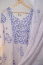 Greyish Blue Kota Chikankari Suit Set with Zardozi & Beadwork - Image 6
