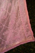 Mul Chanderi Saree with Ghaspatti, Zardozi & Beadwork - Image 6