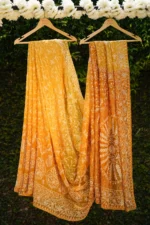 Silk Organza Saree with All-Over Tapchi & Heavy Zardozi