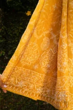 Silk Organza Saree with All-Over Tapchi & Heavy Zardozi - Image 3