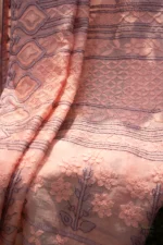Organza Saree with Lilac & Peach Bhakaya & Beadwork - Image 4