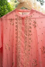 Delicate Pink Mul Chanderi Co-ord Set with Golden Mukaish - Image 5