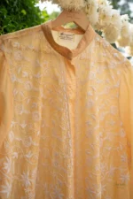 Soft Pale Yellow Tissue Co-ord Set with Ghaspatti & Beadwork - Image 6