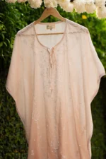 Sunehri Mul Chanderi Kaftan Set with Ghaspatti & Beadwork Chikankari - Image 4