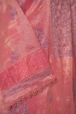 Onion Pink Banarasi Tissue Chikankari Suit Set with Ghaspatti & Lavender Threadwork - Image 6