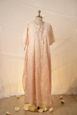 Sunehri Mul Chanderi Kaftan Set with Ghaspatti & Beadwork Chikankari