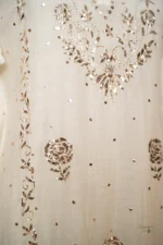 Kashish Mul Chanderi Kaftan Set with Baadal & Golden Mukaish Chikankari - Image 5