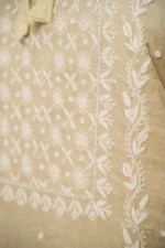 Meher Mul Chanderi Kaftan Set with Ghaspatti & Beadwork Chikankari - Image 6