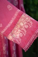 Light Magenta Mul Chanderi Chikankari Suit Set with Jaali & Daraz Work - Image 7