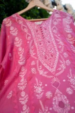 Light Magenta Mul Chanderi Chikankari Suit Set with Jaali & Daraz Work - Image 9