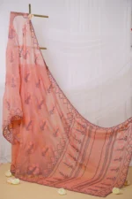 Peach Bakhya Embroidered Saree. - Image 2