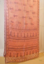 Peach Bakhya Embroidered Saree. - Image 3