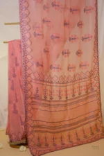 Peach Bakhya Embroidered Saree. - Image 4