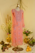 Lavender & Grey Ghaspatti Embroidered Ensemble.