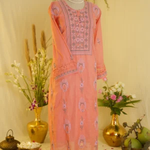 Lavender & Grey Ghaspatti Embroidered Ensemble.