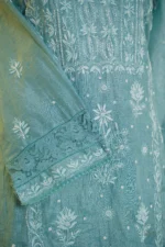 Elegant Ghaspatti & Zardozi Embroidered Ensemble - Image 3