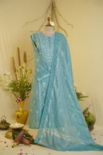 Elegant Ghaspatti & Zardozi Embroidered Ensemble