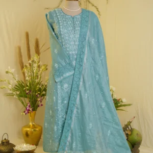 Elegant Ghaspatti & Zardozi Embroidered Ensemble