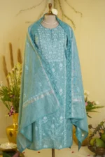 Elegant Ghaspatti & Zardozi Embroidered Ensemble - Image 6