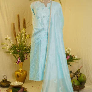 Traditional Ghaspatti Embroidered Ensemble.